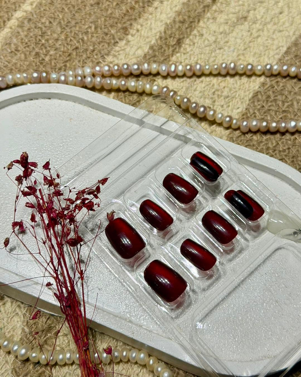 Cherry Noir Press On Nails